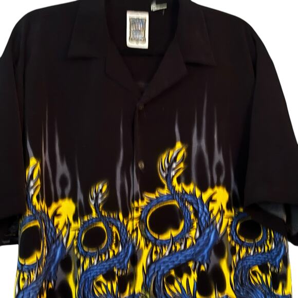 Genuine Ocean Current Original Hawaiian Shirt Chinese Dragons & Skulls Mens Sz L - Picture 3 of 13